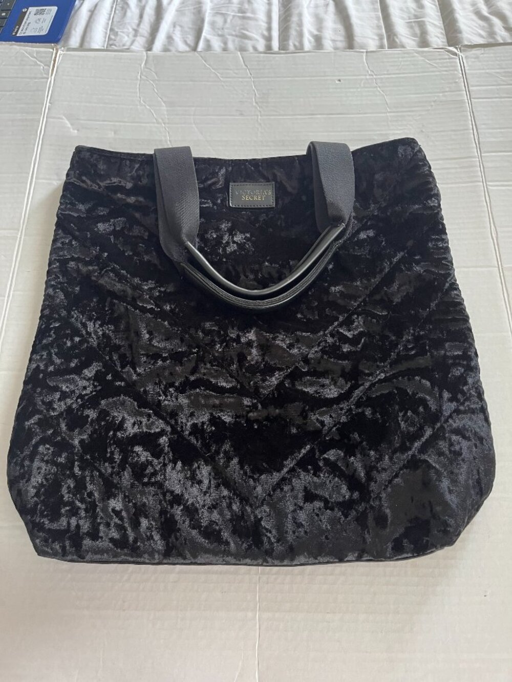 VICTORIA SECRET Black Velvet Tote Bag